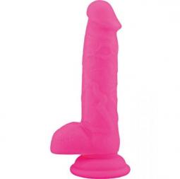 Dildo Fallo realistico Vaginale con testicoli  ventosa in silicone rod Large Pink