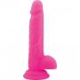 Dildo Fallo realistico Vaginale con testicoli  ventosa in silicone rod Slim Pink