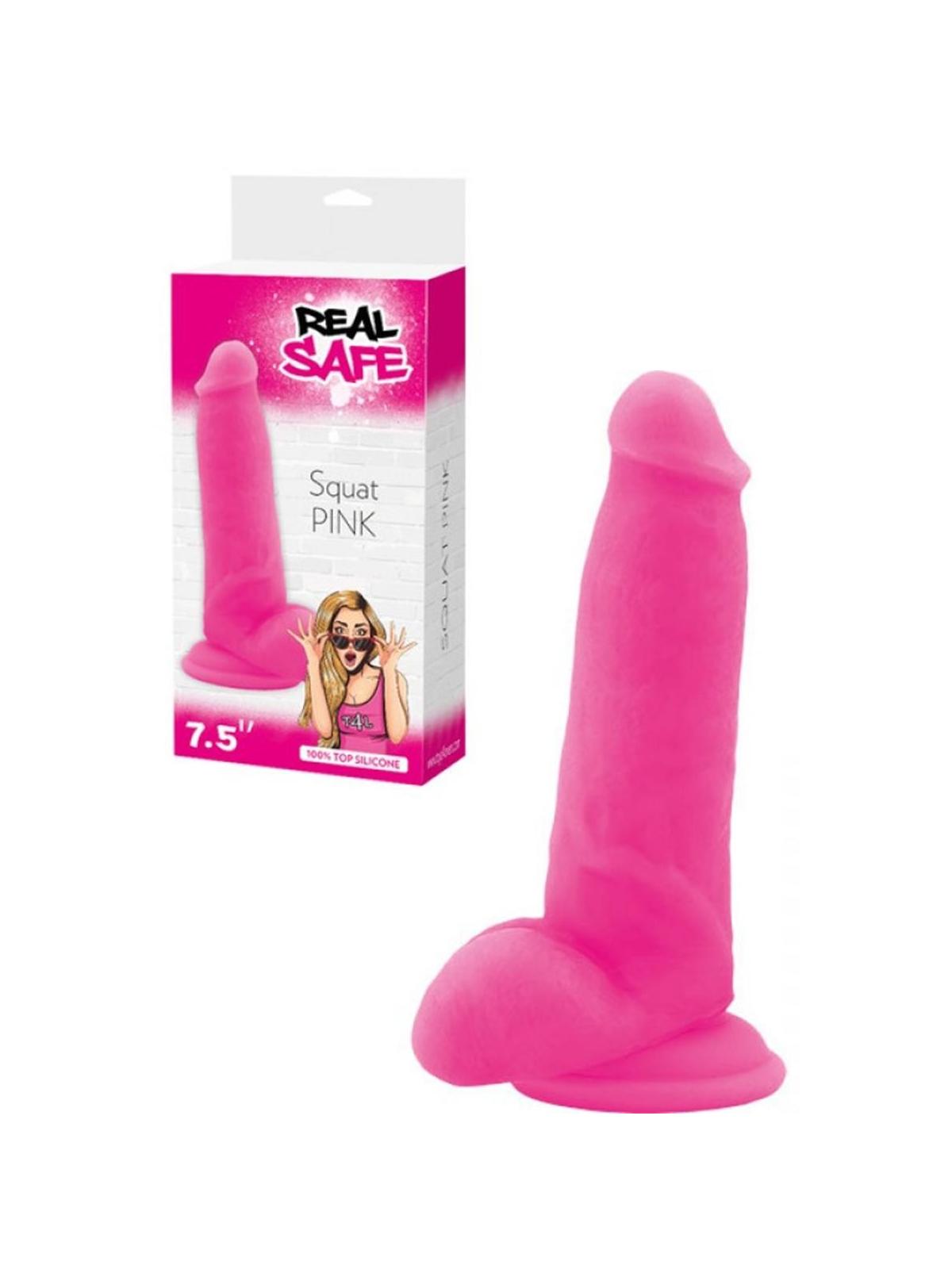 Dildo Fallo realistico Vaginale con testicoli  ventosa in silicone squad Pink 7,5