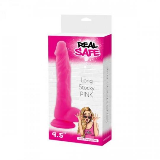 Dildo Fallo realistico Vaginale con testicoli  ventosa in silicone stocky long Pink 9,5