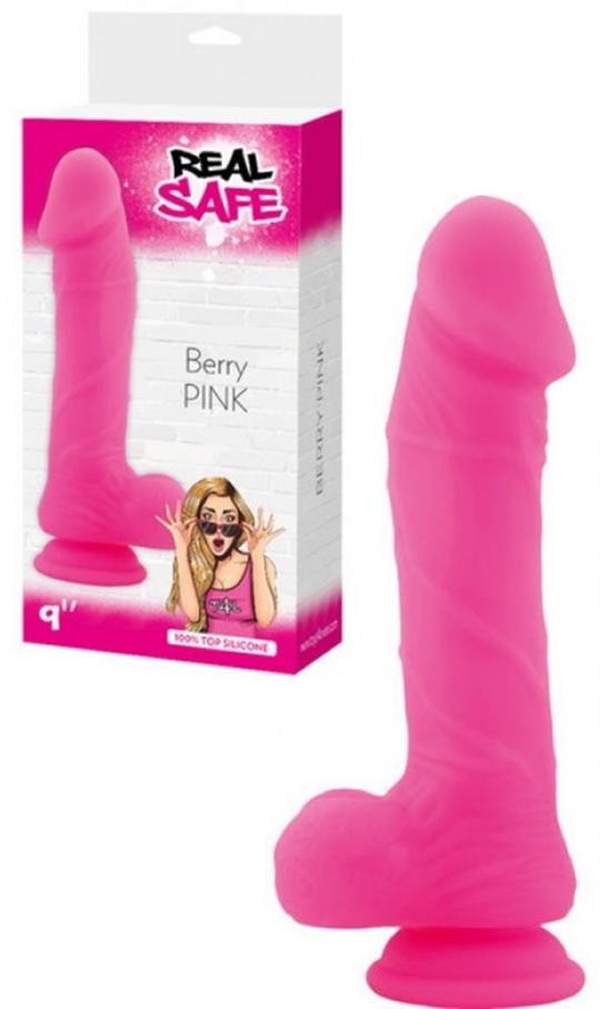 Dildo Fallo realistico Vaginale con testicoli  ventosa in silicone Berry long Pink 9,5