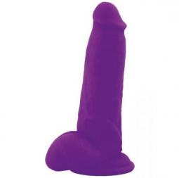 Realistico dildo fallo Vaginale con testicoli ventosa in silicone squad purple