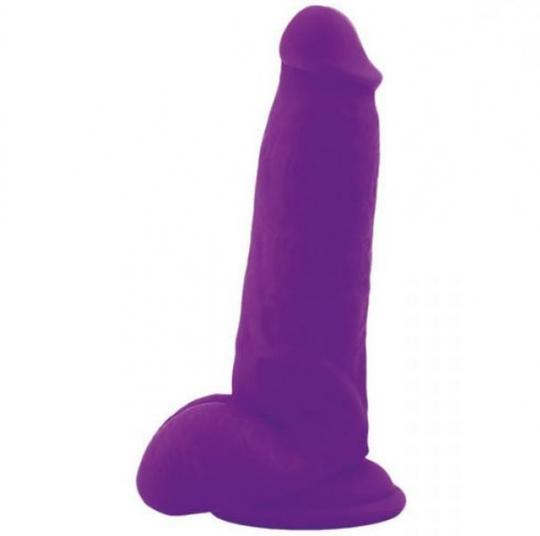 Realistico dildo fallo Vaginale con testicoli ventosa in silicone squad purple