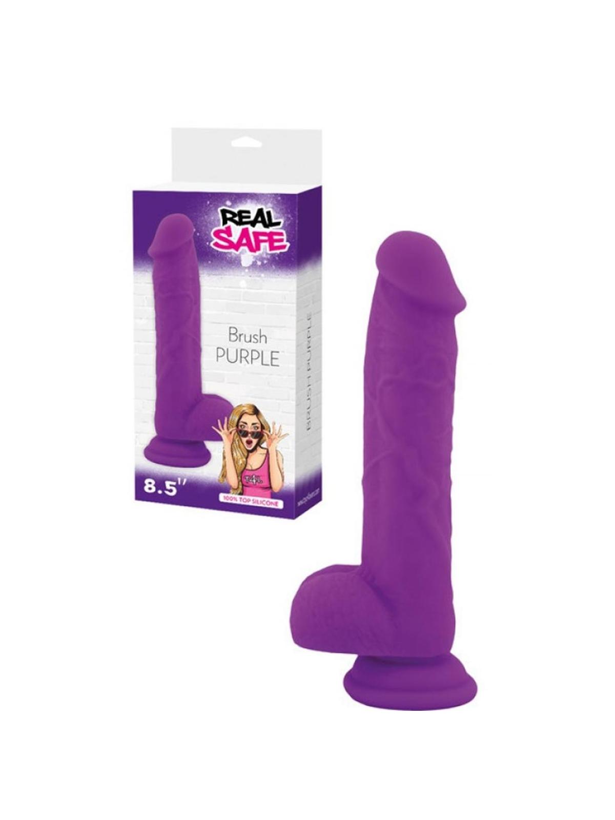 Realistico dildo fallo Vaginale con testicoli ventosa in silicone Brush purple