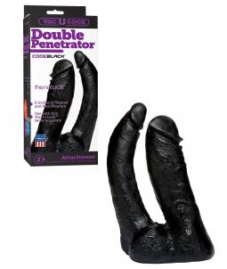 Fallo dildo realistico doppio strap on indossabile vac-u-look black