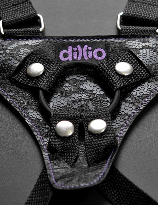 Fallo vaginale indossabile strap on con imbracatura dillio suspender harness kit purple