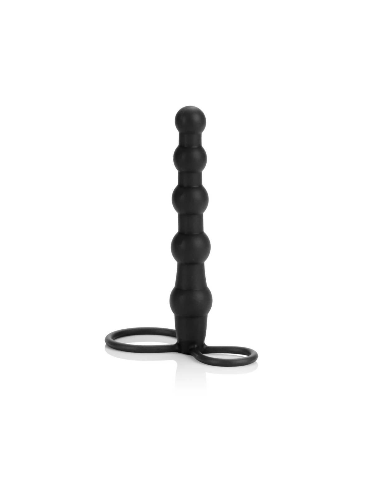 Fallo anale dildo indossabile con anello fallico per uomo nero in silicone