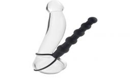 Fallo anale dildo indossabile con anello fallico per uomo nero in silicone