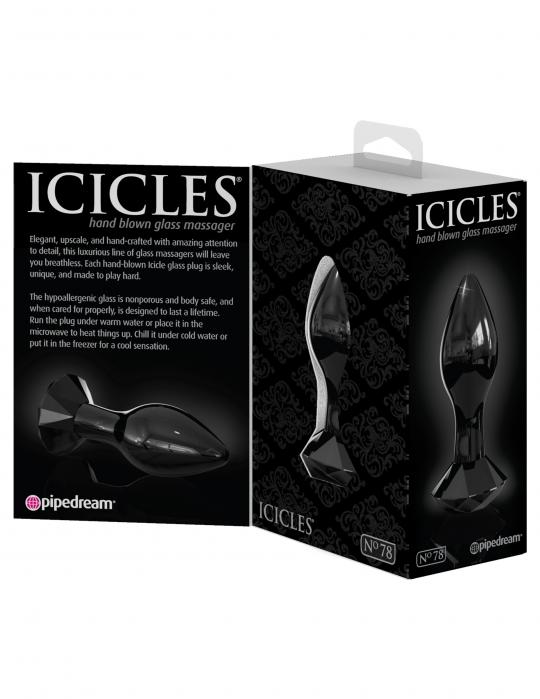 Fallo anale anal plug in vetro dildo nero iciclas 78