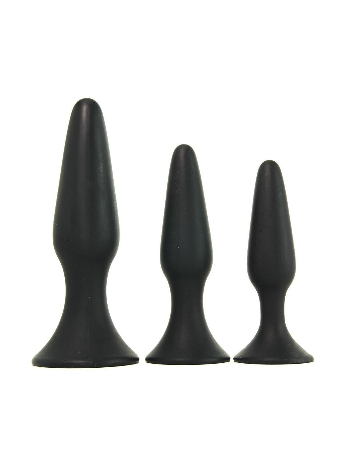 Kit Fallo anale tappo anal nero dildo black set 3 pz mini med maxi butt plug