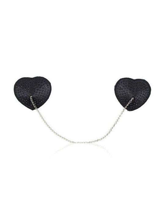 Heart chain nipples tassels copri capezzoli nero sexy fetish adesivi