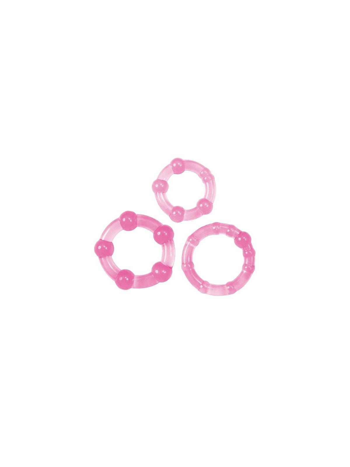 kit anello fallico 3pz contro eiaculazione precoce sex toys cockring rosa