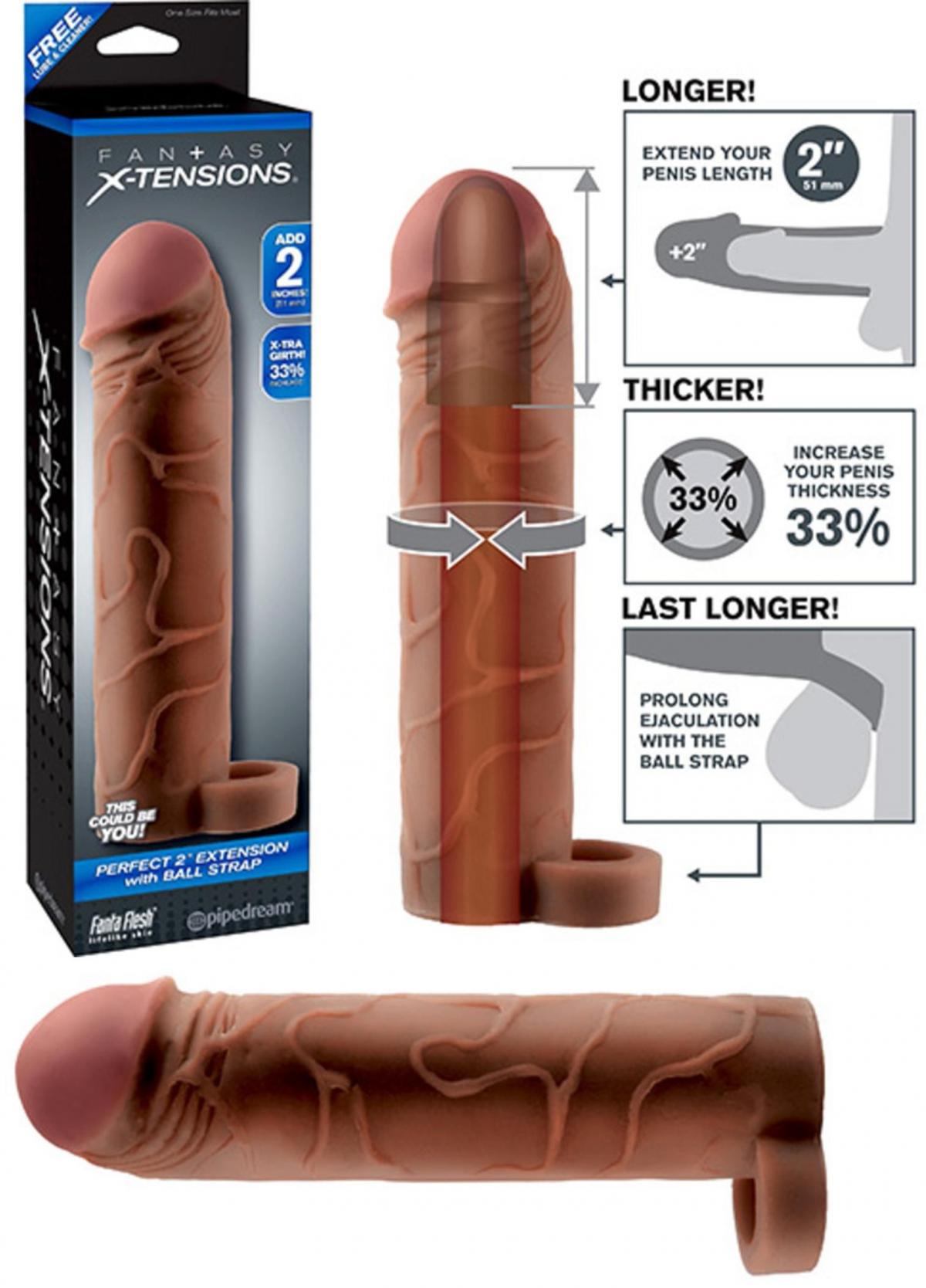 Guaina indossabile fantasy x-tensions perfect 2 extension with balls strap brown