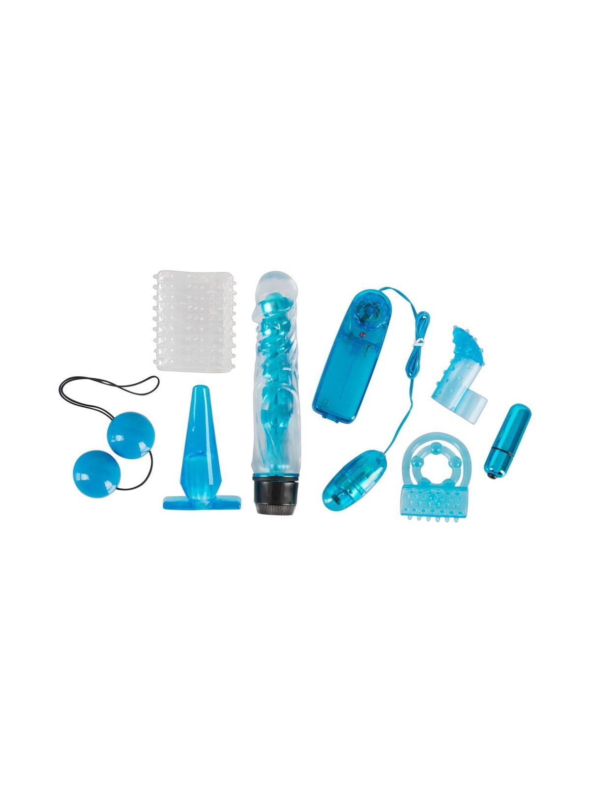 Kit sex toys per coppia stimolatore vaginale plug dildo vibratore realistico vaginale anale blu toy set