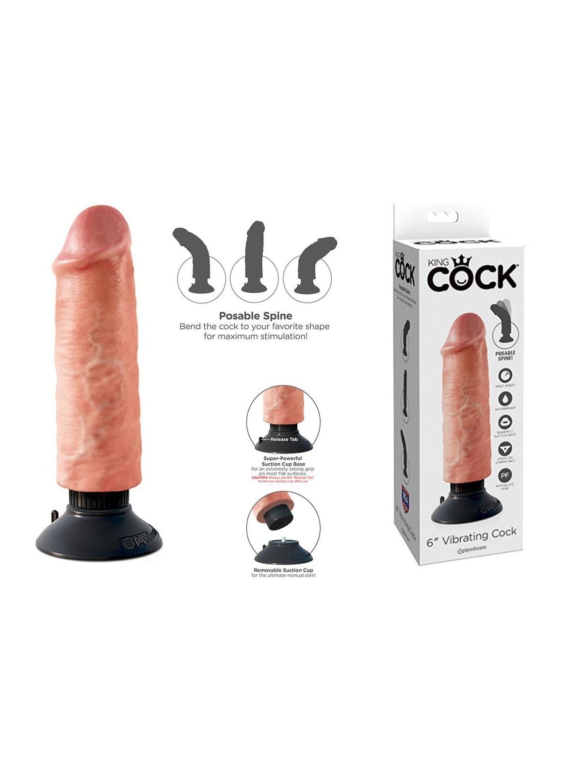 Vibratore Realistico King Cock 6 vibrating con ventosa