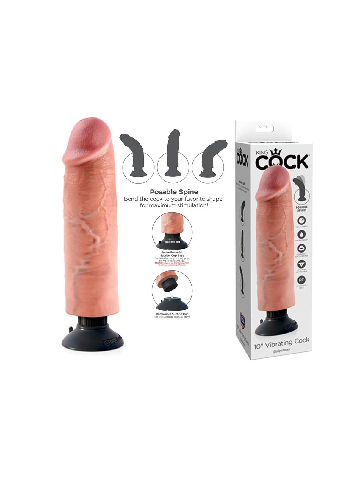 Vibratore Realistico King Cock 10 vibrating con ventosa clear