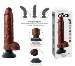 Vibratore Realistico King Cock 10 vibrating con ventosa whit Ballsbrown