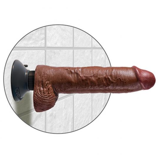 Vibratore Realistico King Cock 10 vibrating con ventosa whit Ballsbrown