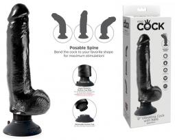 Vibratore Realistico King Cock 10 vibrating con ventosa whit Ballsbrown