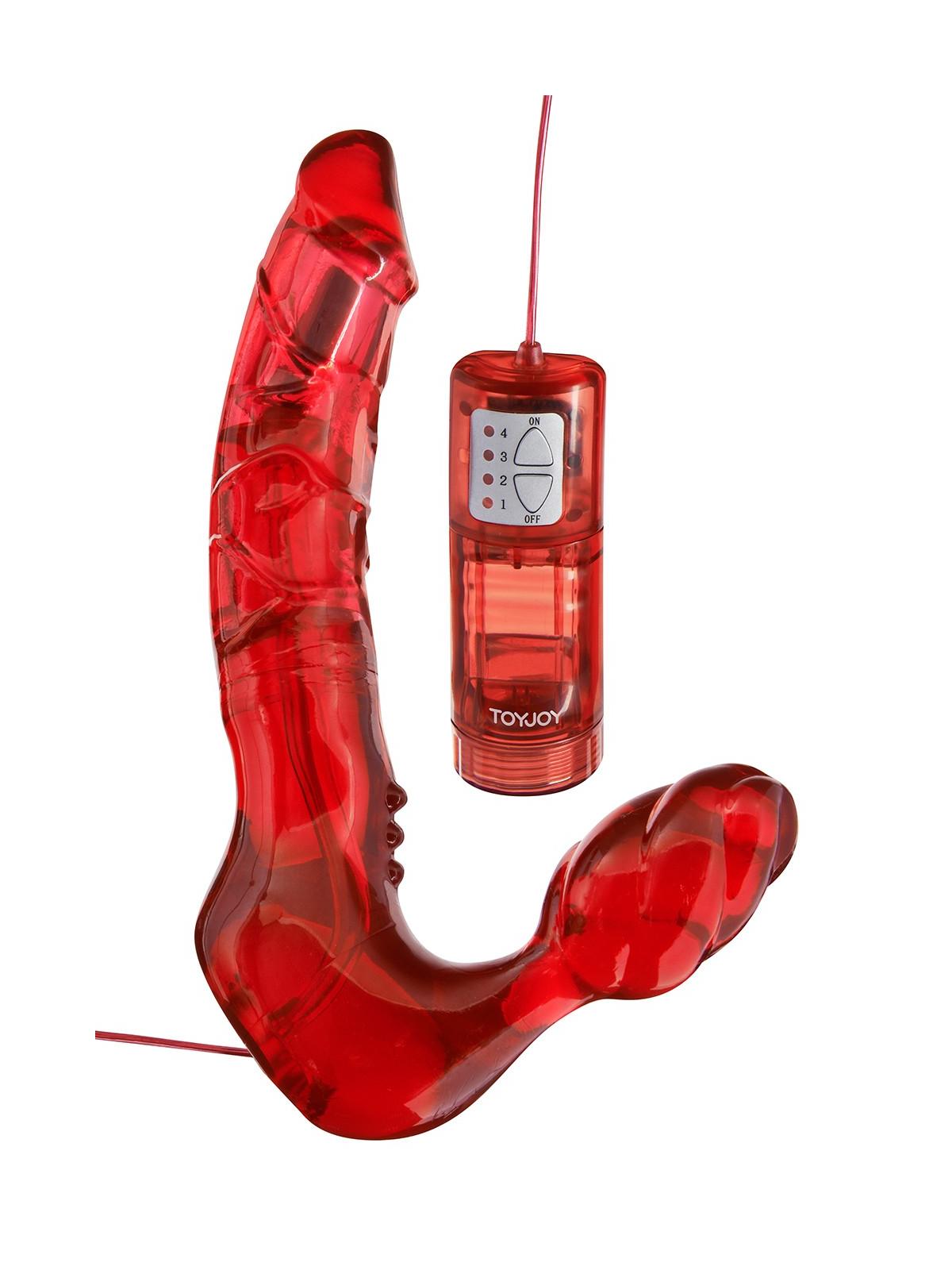 Vibratore dildo doppio indossabile per donna senza imbragatura straples red