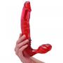 Vibratore dildo doppio indossabile per donna senza imbragatura straples red