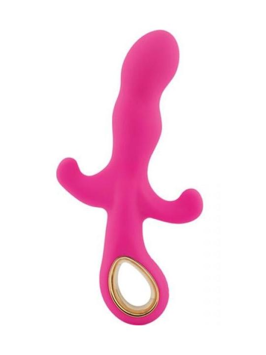 Vibratore con stimolatore clitoride fallo dildo vibrante vaginale in silicone rosa