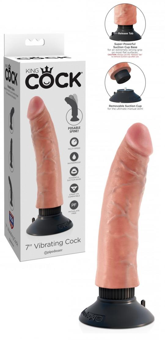 Vibratore Realistico King Cock 6 vibrating con ventosa brown