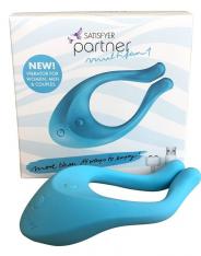 vibratore vaginale in silicone per coppia stimolatore doppio clitoride satisfyer partner blu