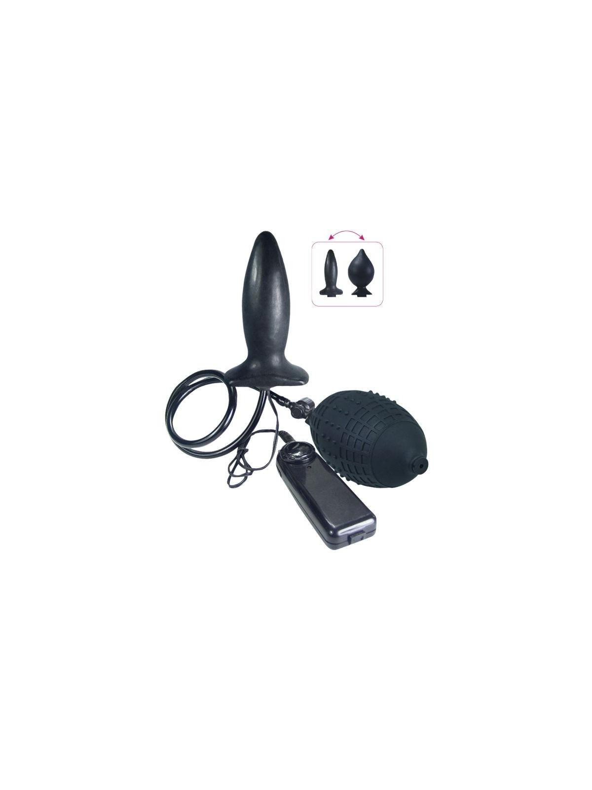 Vibratore anale plug gonfiabile nero dildo fallo vibrante black sex toys anal butt