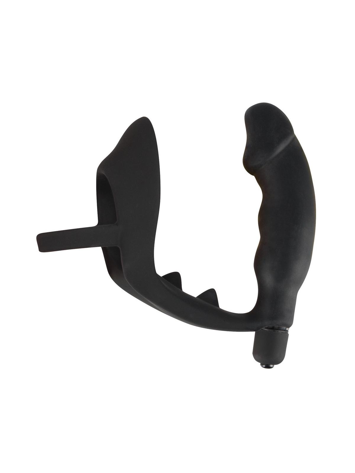 vibratore anale dildo con anello fallico indossabile plu vibrante fallo in silicone nero the black