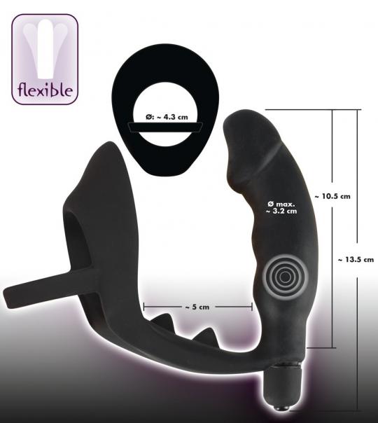 vibratore anale dildo con anello fallico indossabile plu vibrante fallo in silicone nero the black