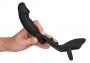 vibratore anale dildo con anello fallico indossabile plu vibrante fallo in silicone nero the black