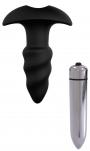 Vibratore anale stimolatore in silicone plug butt dildo falo vibrante nero mini screw