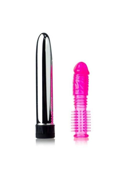 Vibratore Vaginale anale con guaina realistico per pene e vibratore