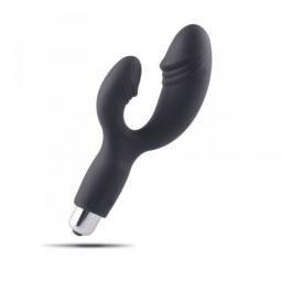 Vibratore realistico doppio nero dildo fallo vibrante vagiinale  per punto G in silicone