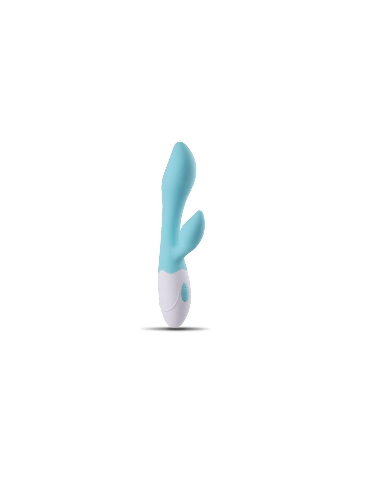 Vibratore rabbit doppio realistico fallo vibrante vaginale blu stimolatore per clitoride ricaricabile