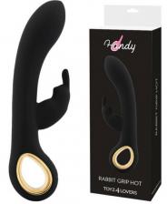 Vibratore Rabbit nero dildo vibrante doppio con stimolatore clitoride  sex toys donna