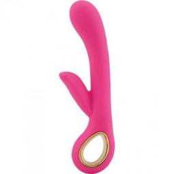 Vibratore vaginale doppio con stimolatore clitoride fallo vibrante pink dildo