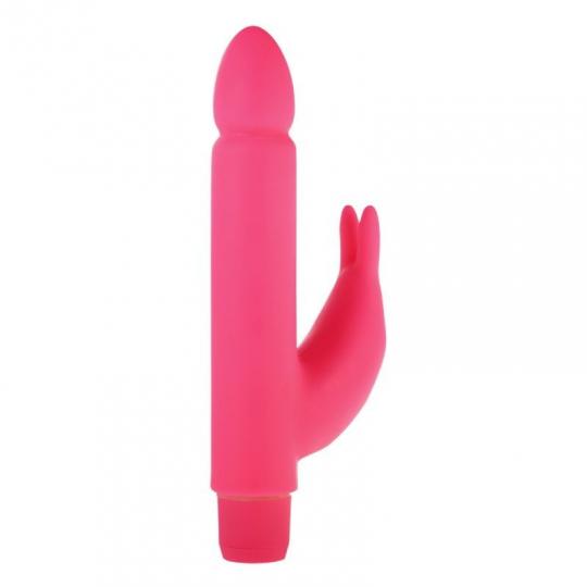 Vibratore rabbit doppio dildo vibrante con stimolatore per clitoride fallo rosa