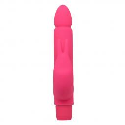 Vibratore rabbit doppio dildo vibrante con stimolatore per clitoride fallo rosa