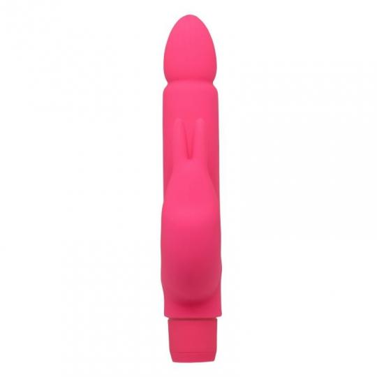 Vibratore rabbit doppio dildo vibrante con stimolatore per clitoride fallo rosa