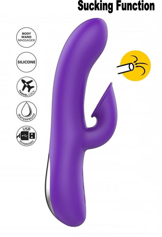 Vibratore rabbit doppio stimolatore vaginale succhia vagina dildo fallo vibrante in silicone impermeabile ricaricabile