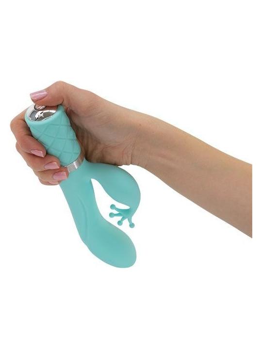 Vibratore vaginale rabbit doppio stimolatore clitoride in silicone fallo dildo vibrante green