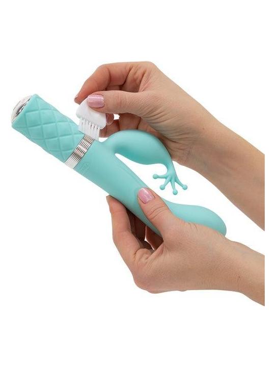 Vibratore vaginale rabbit doppio stimolatore clitoride in silicone fallo dildo vibrante green