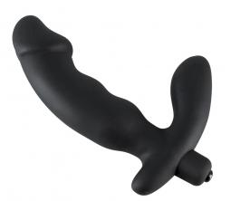 Vibratore doppio dildo realistico con stimolatore clitoride in silicone nero