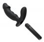 Vibratore doppio dildo realistico con stimolatore clitoride in silicone nero