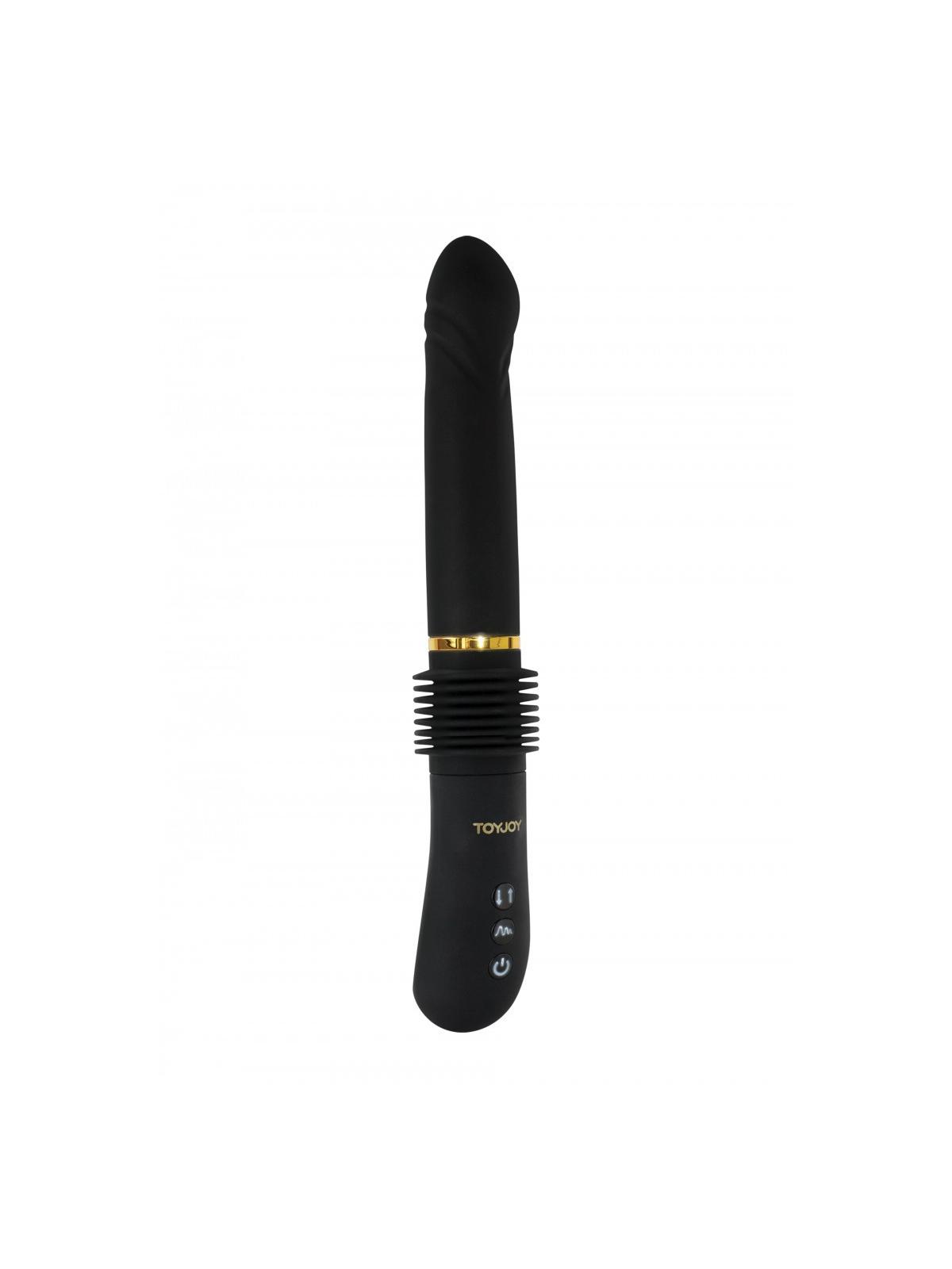 Vibratore vaginale realistico nero movimento su e giù dildo fallo vibrante magnum opus