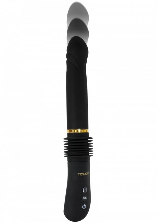 Vibratore vaginale realistico nero movimento su e giù dildo fallo vibrante magnum opus