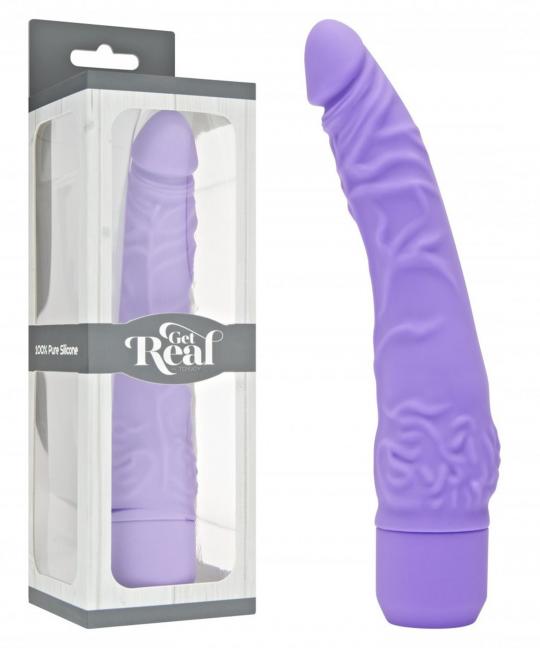 Vibratore vaginale realistico purple get real slim dildo fallo vaginale anale vibrante