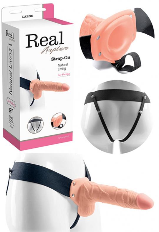 Fallo dildo indossabile strap on cavo Con testicoli Real Rapture 8 Flesh